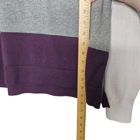 Lands End Womens Multicolor Striped Colorblock Cotton Sweater Petite M 10-12 - Picture 7 of 8